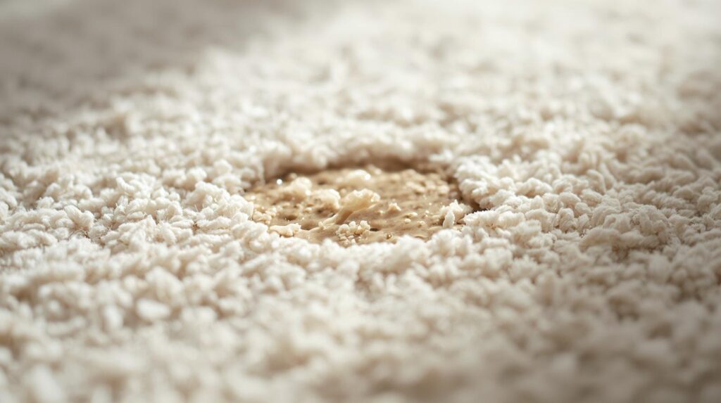 fake tan stain on beige wool carpet
