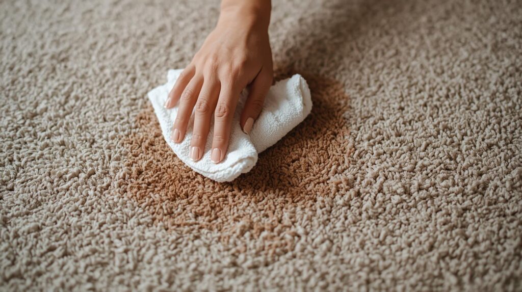 ladies hand trying to mop up makeup spill